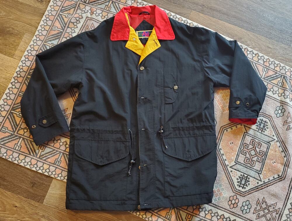 Vintage Andy Johns Black Red Yellow Nylon Jacket M